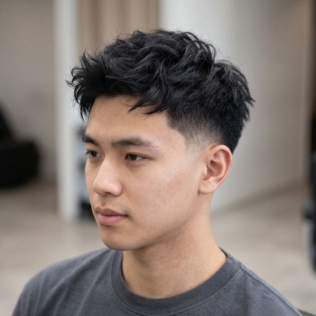 Low Taper Fade With Tousled Textured Top